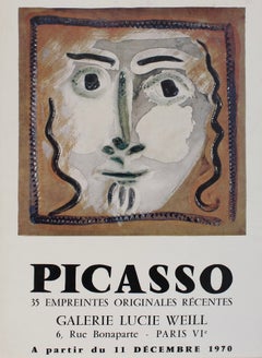 Original Exhibition Poster Galerie Lucie Weill Paris 1970 After Picasso