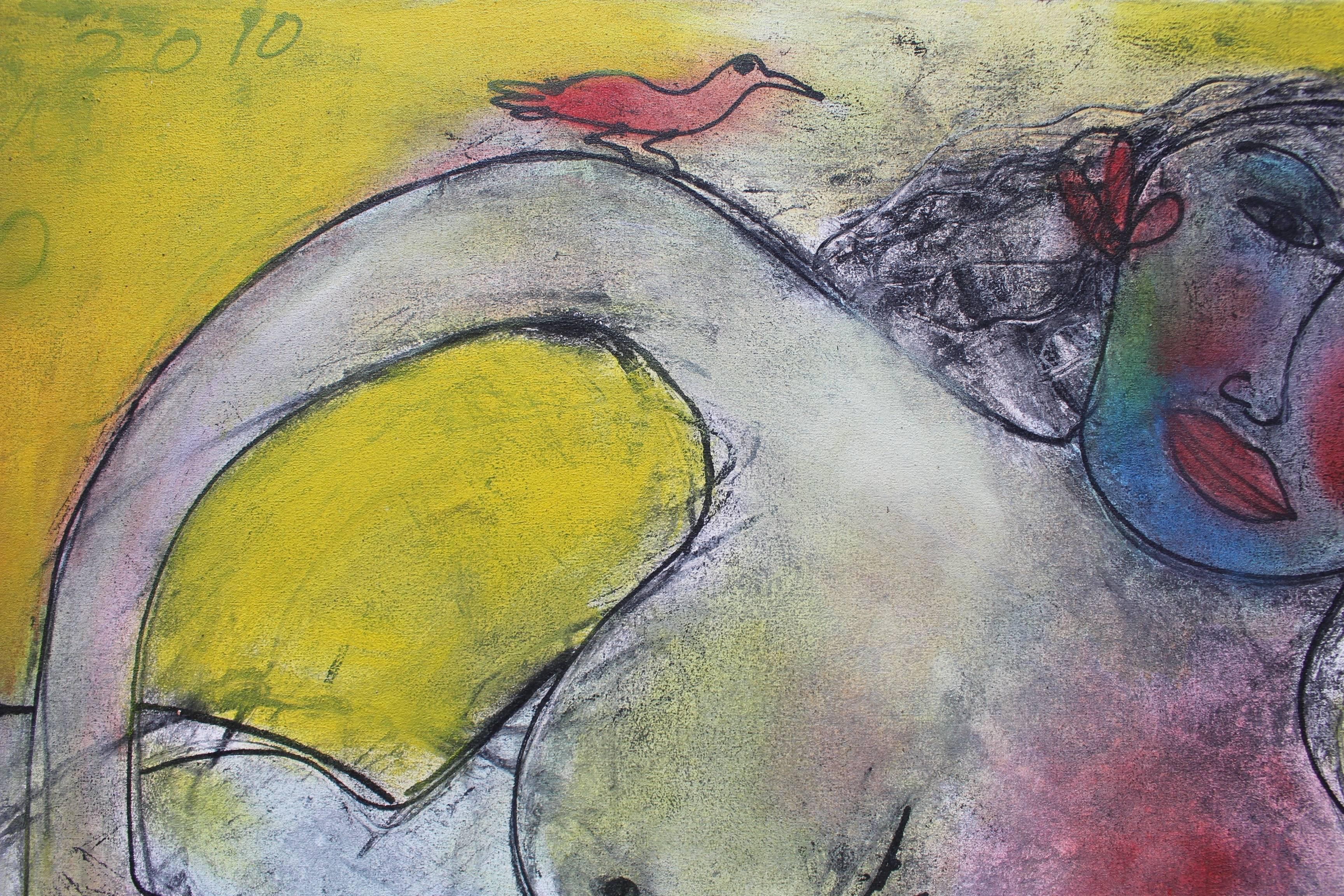 Mother with Child - Contemporary Painting by Pandi