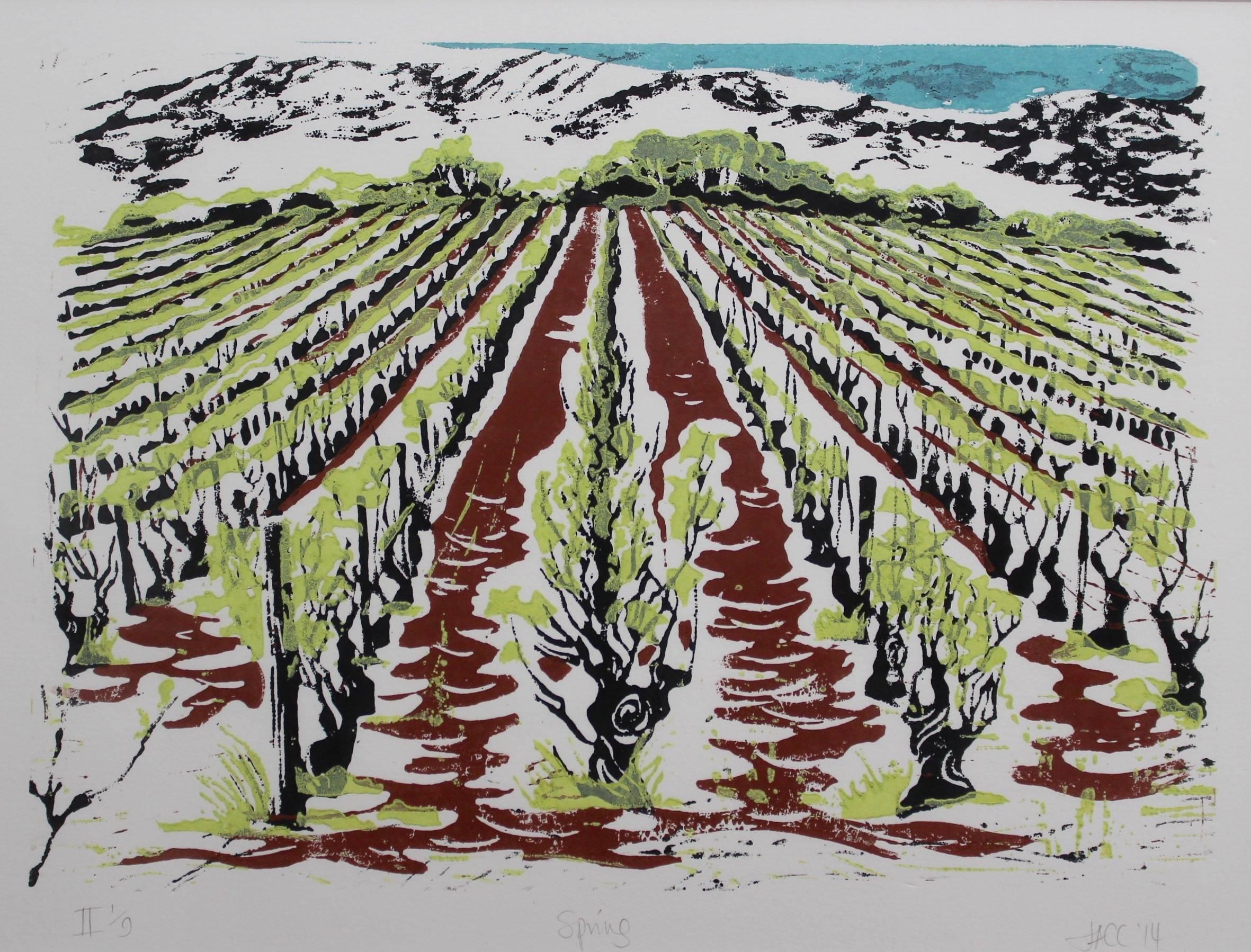 Set of Four Burgundy Vineyard Seasonal Views 1