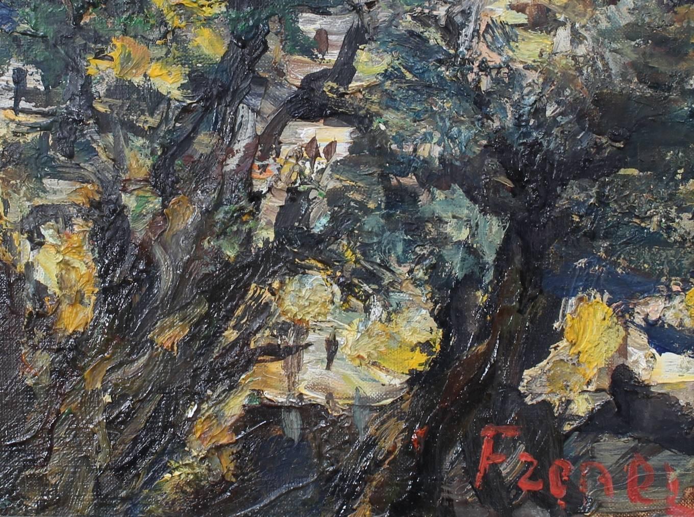 'Jerusalem' by Yitzhak Frenkel-Frenel, Landscape Oil Painting, Circa 1960s 8