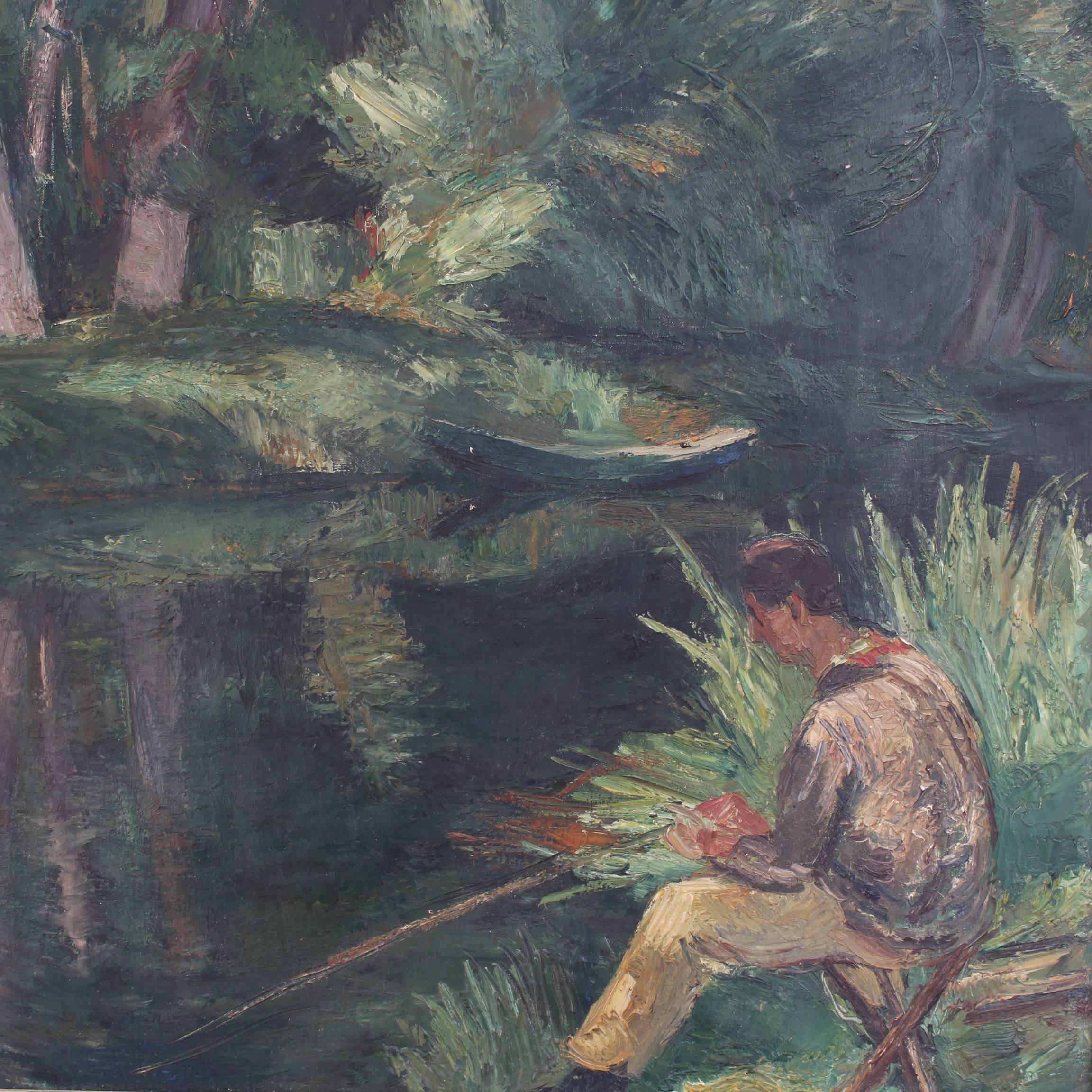 The Fisherman - Expressionist Painting by Charles Kvapil