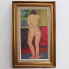 'Standing Nude' by François Diana, Mid-Century Modern Nude Oil Painting, France
