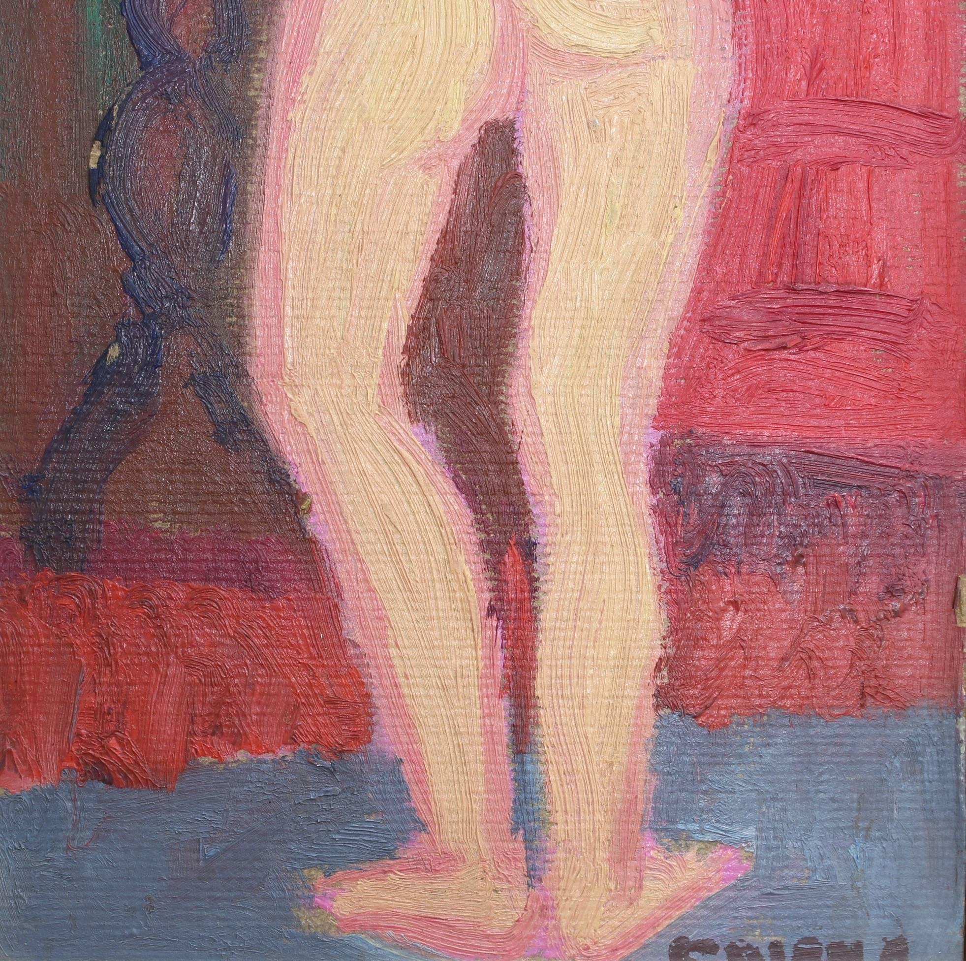 'Standing Nude' by François Diana, Mid-Century Modern Nude Oil Painting, France 7