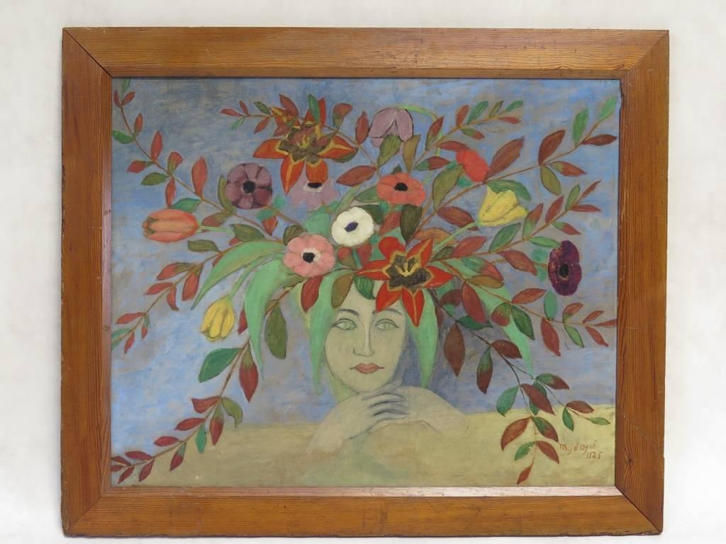 Flowered Lady – Painting von M J d'Ayzé