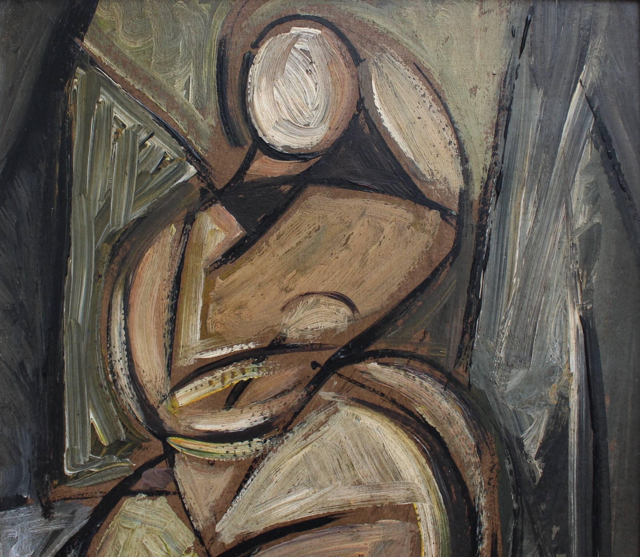 Reclining Nude - Cubist Painting by Unknown