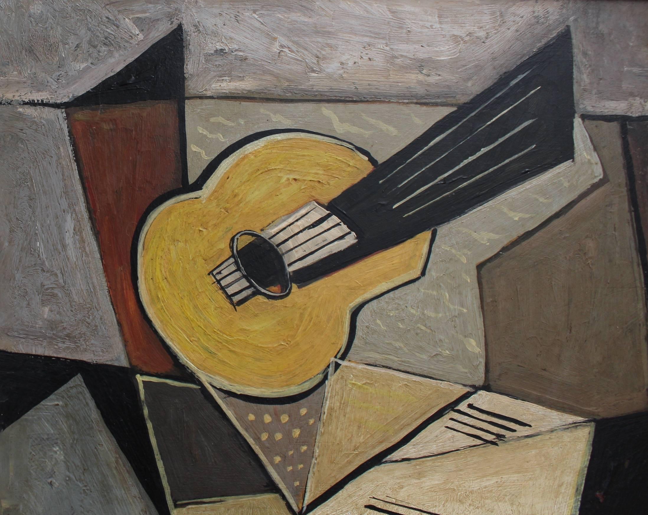 'Musical Geometry' by A Maxy, Mid-Century Modern Cubist Oil Painting, Berlin 5