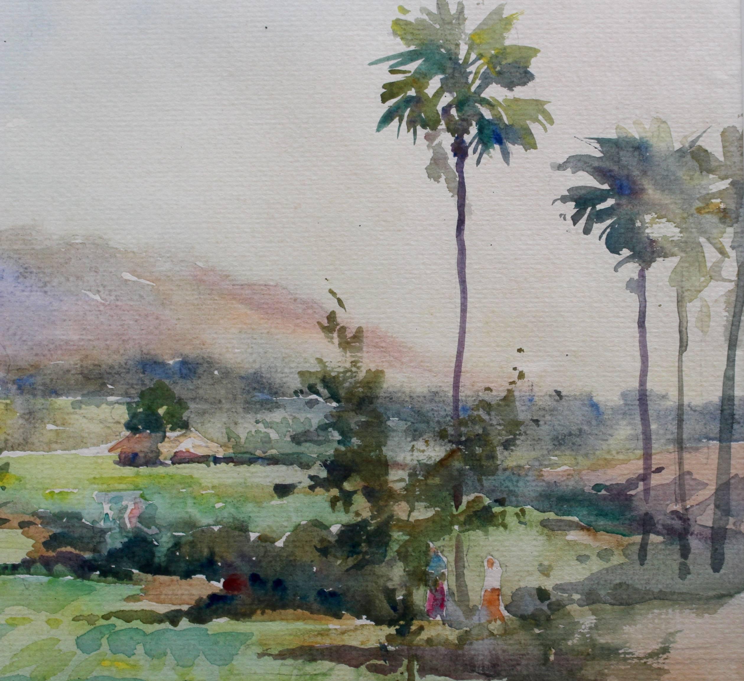 Monywa II - Gray Landscape Painting by Than Aung