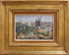 'View of Montmartre' by Jean Jaffeux, Paris 1955, Landscape Oil Painting 