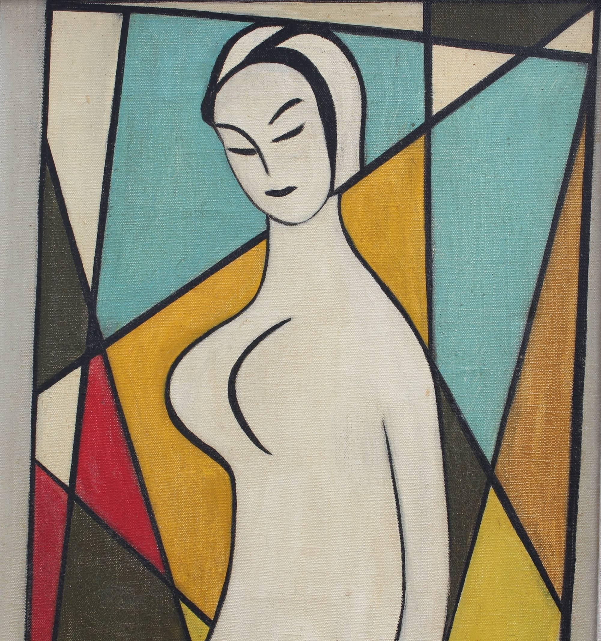 Standing Nude - Modern Painting by Edgar Stoëbel