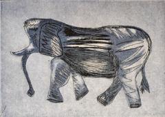 African Elephant. African wildlife,safari, etching,,elephant,grey, black