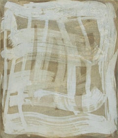 "Serpentine Nine", gestural abstract aquatint monoprint, raw umber, turquoise.