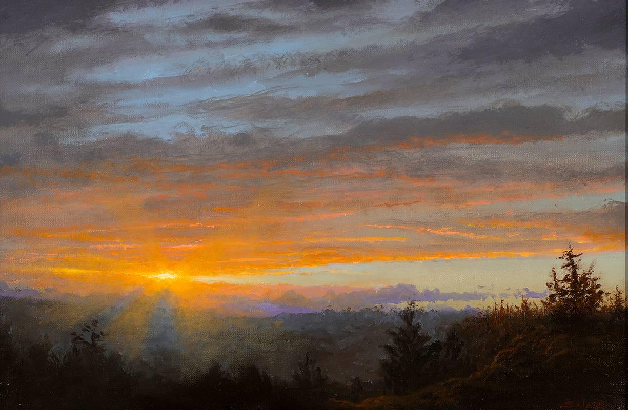 Ken Salaz Landscape Painting - Catskill Sunset - 9.2.16