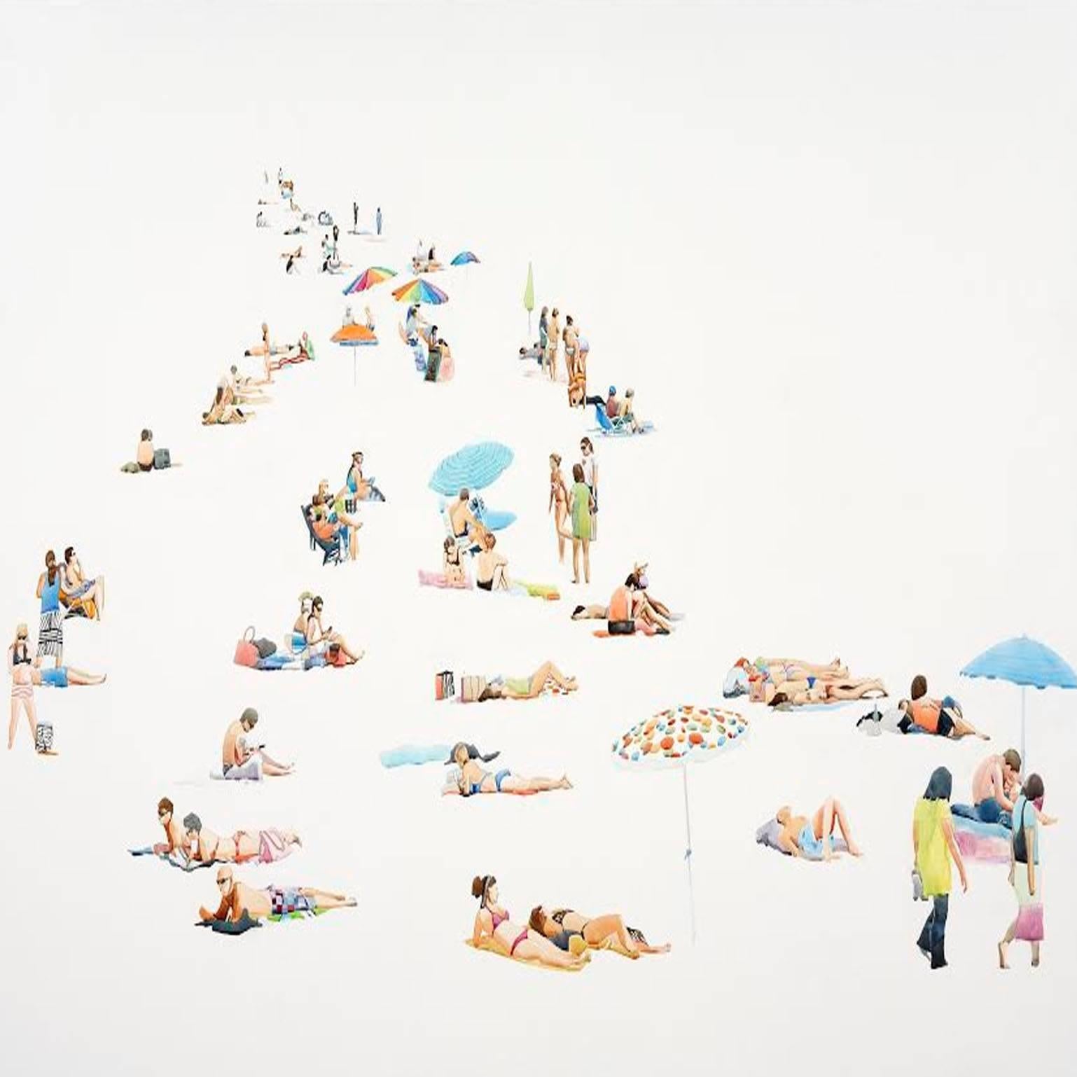 Annabelle Shelton Portrait - Beach Parasol, beachscape with watercolour people