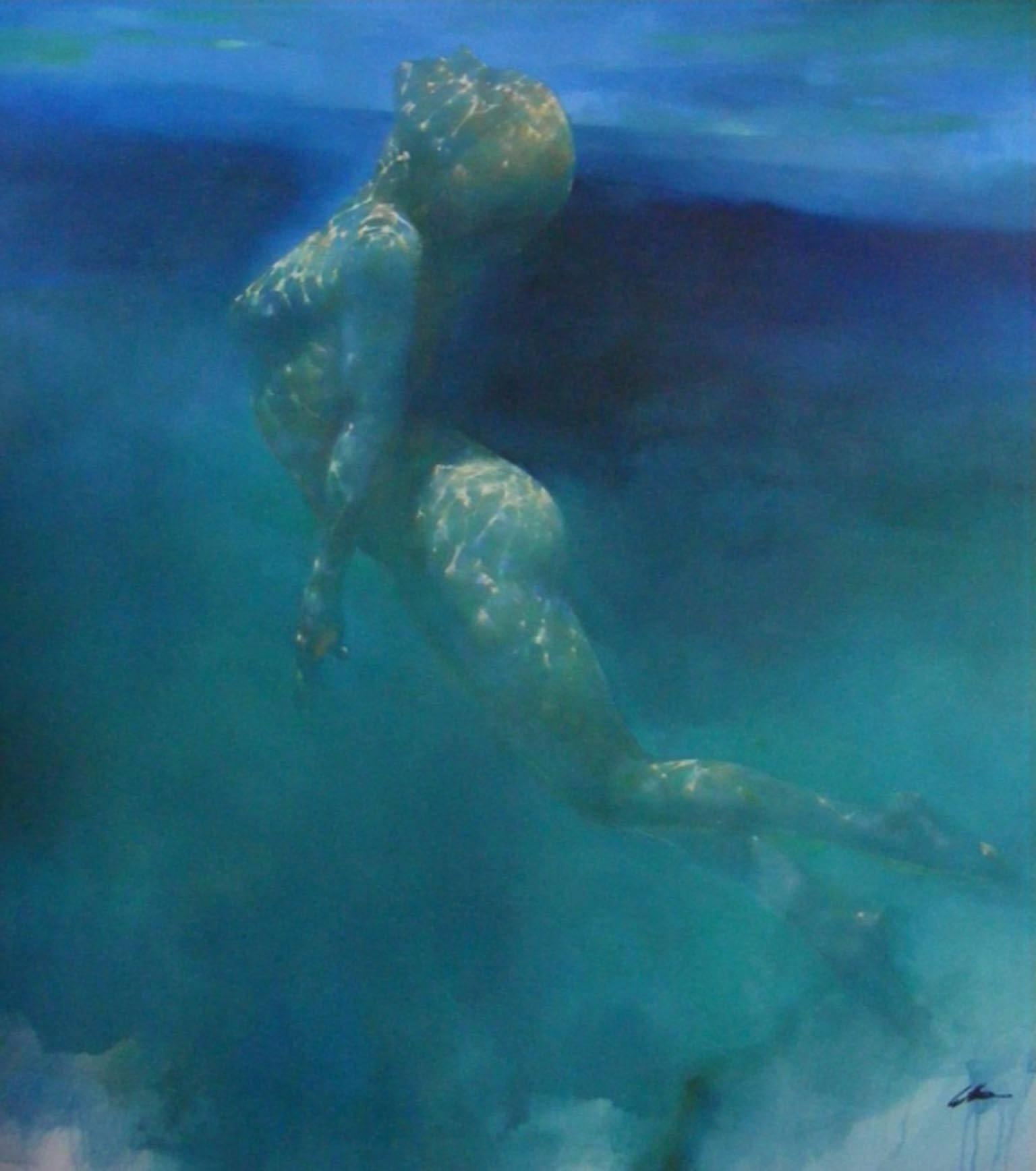 Bill Bate Nude Painting - Emerging Towards the Light