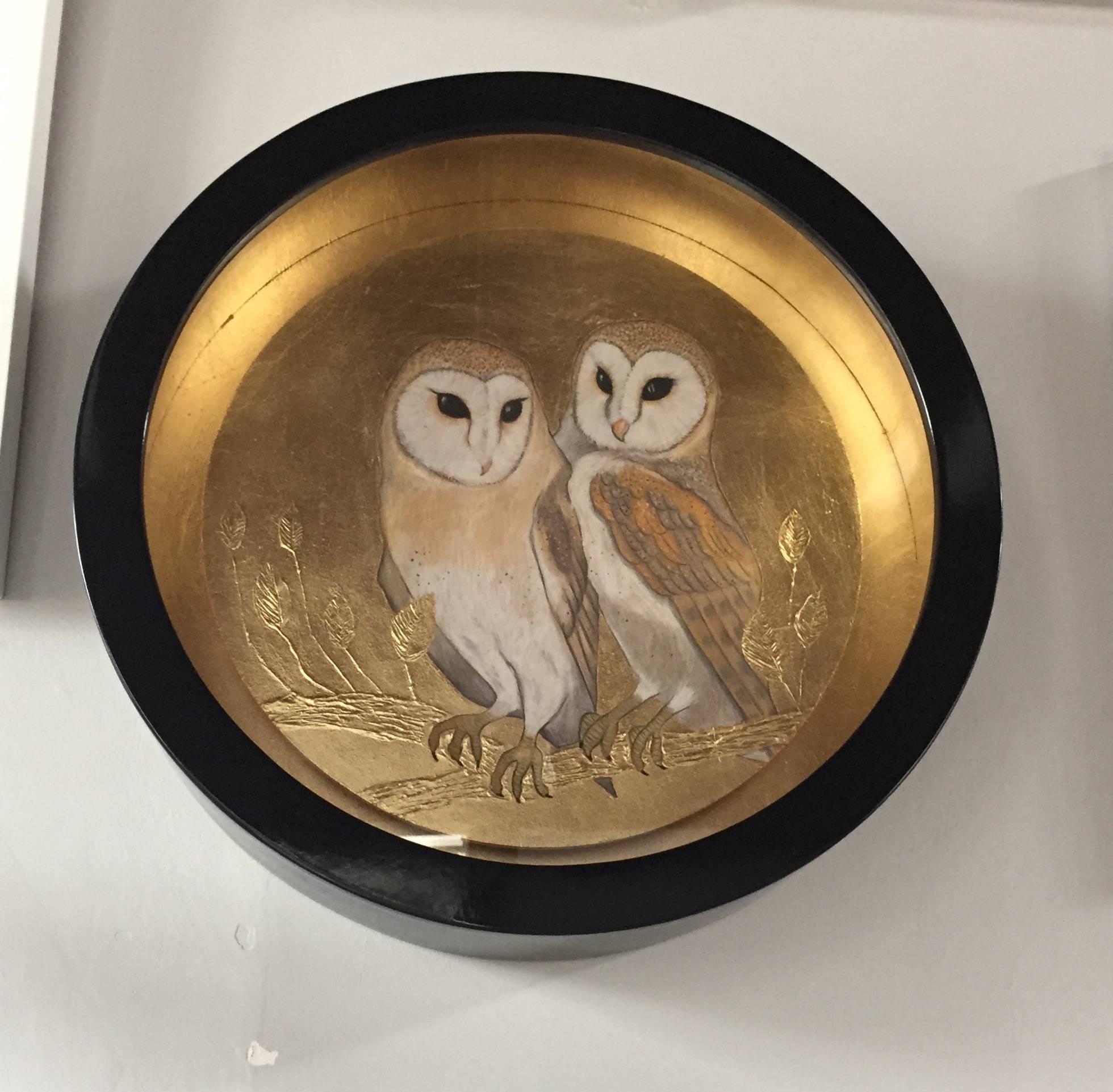 Sally-Ann Johns Animal Painting - Barn Owls
