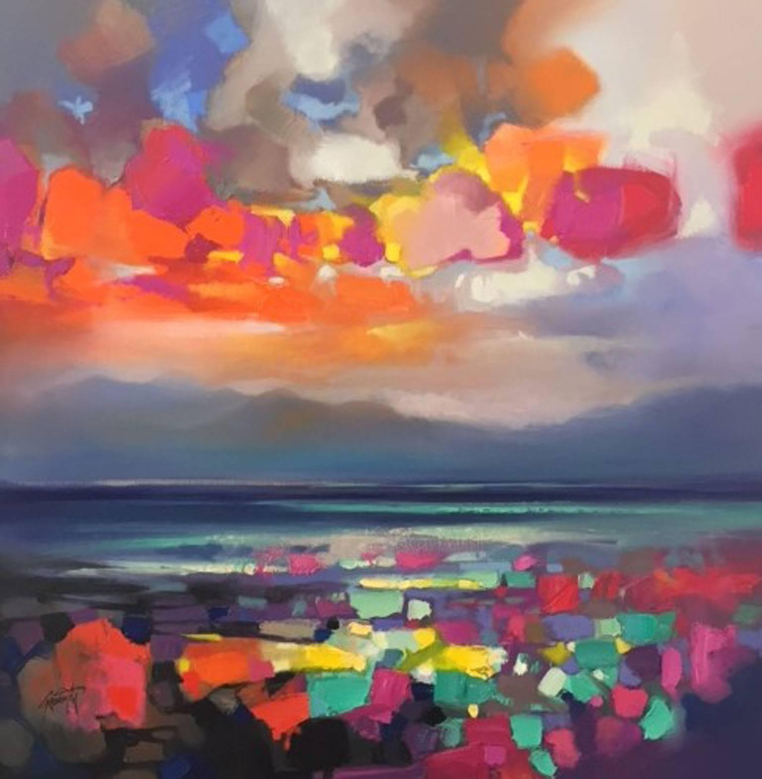 Scott Naismith Abstract Painting - Armadale Orange, Colourful landscape in a contemporary abstract style