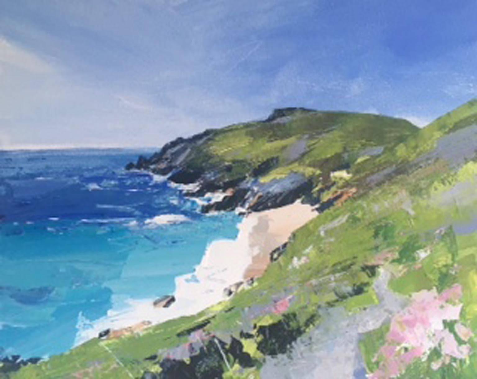 Sian McGill Landscape Painting - Porth Chapel, West Cornwall 