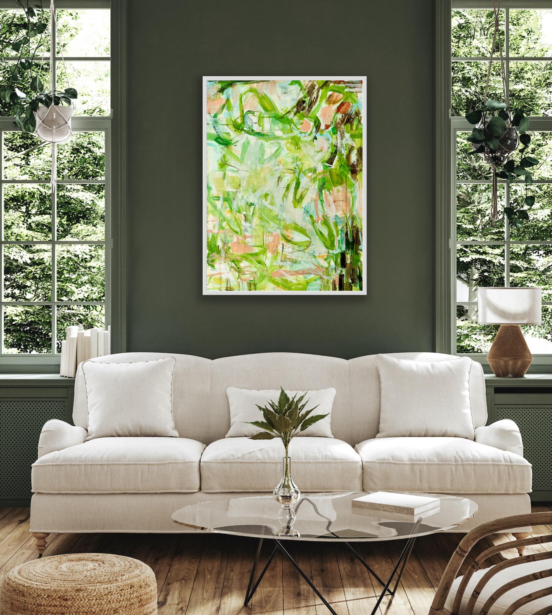 The Artful Green, Pittura astratta originale, Arte originale, Espressionista - Abstract Painting Verde di Janet Keith