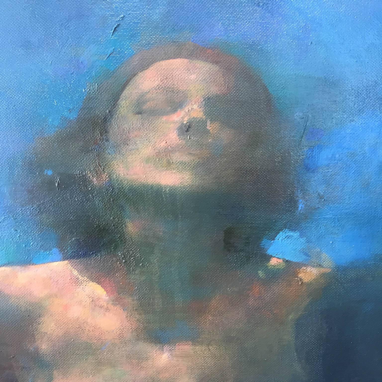 Morphosis II underwater painting , blue painting , sea painting, people painting (Schwarz), Nude Painting, von Bill Bate