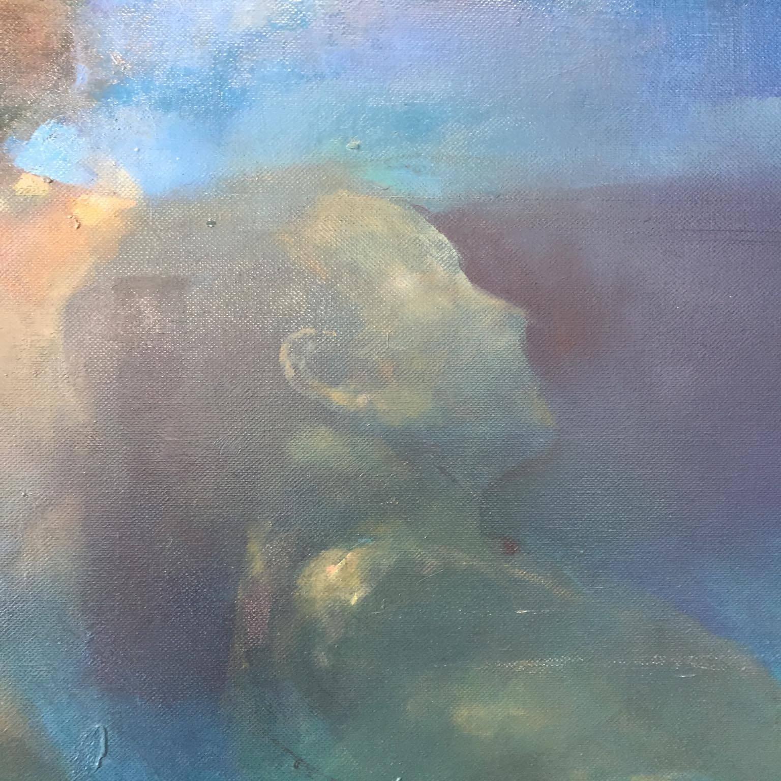 'Morphosis II' has been painted by the artist, Bill Bate, using oil paint on canvas. 

This painting started out as a single figure but has been heavily reworked evolving into a scene depicting two bodies. The emphasis is on the different aspects of