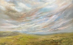 "Dove l'estate indugia", dipinto originale, paesaggio, pittura a olio, contemporanea