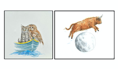 'Owl and the pussy cat' & 'Cow jumped over the moon' Print by Annabel Pope
