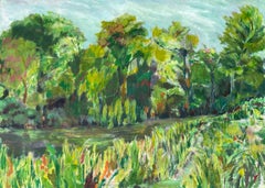 Canale boscoso, dipinto originale, arte astratta