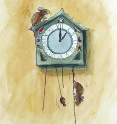 Mouse ran up the clock, Print by Annabel Pope