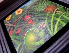 Jungle- Gecko Large Pink Bloom Large Pocket painting, still-life