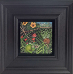 Jungle- Gecko Large Pink Bloom Large Pocket painting, still-life