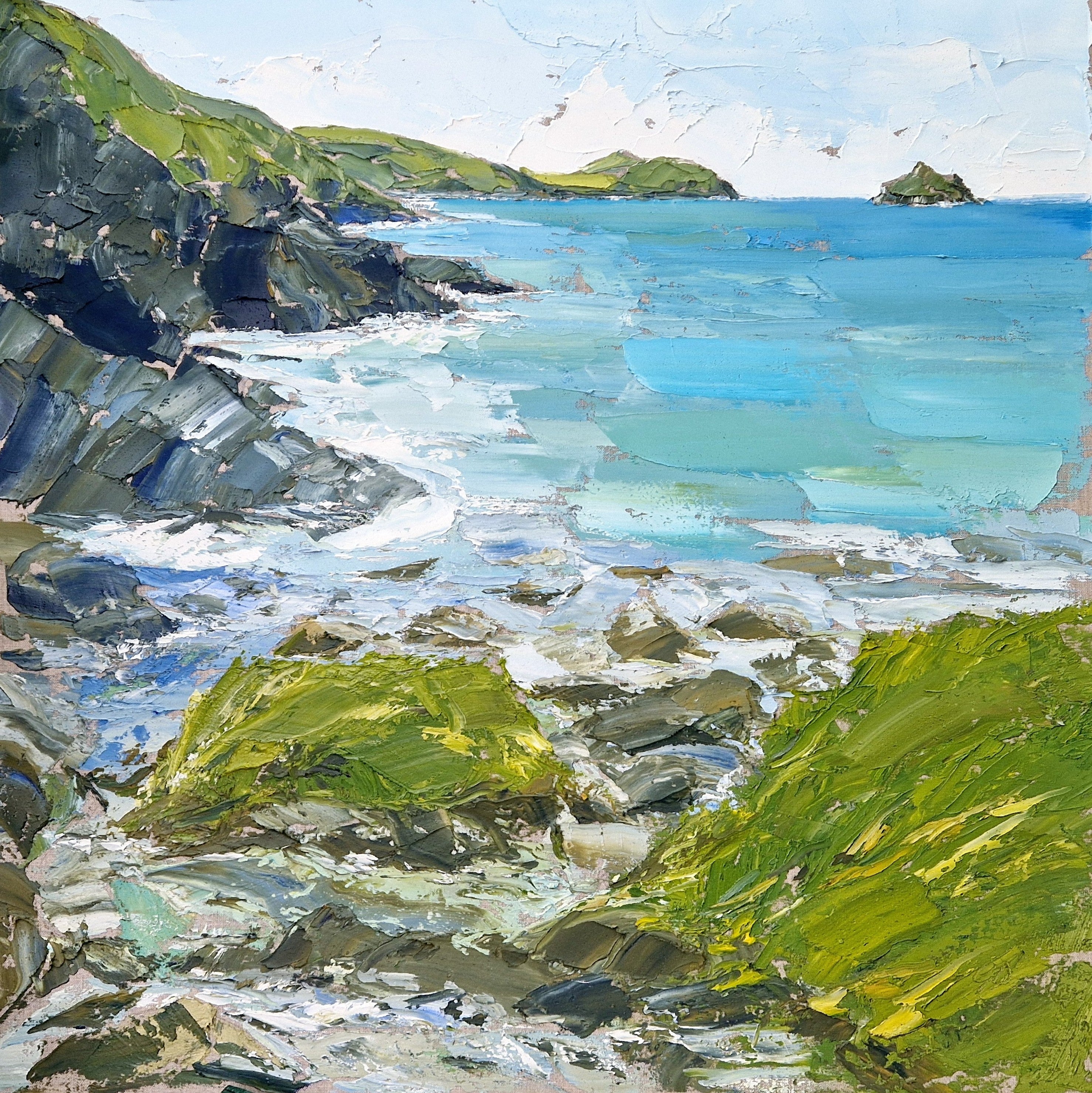 Port Quin, North Cornwall, a walk to The  Original painting, Contemporary artist