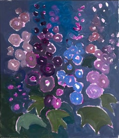 Delphiniums, Original painting, Abstract Floral art