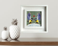 Great Tits Love, Over the Moon, Original painting, nature, animal