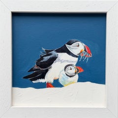 Puffin Love - Ziggy & Fluff, Peinture originale, nature, animaux