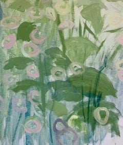 Malope, Original painting, Abstract Floral art