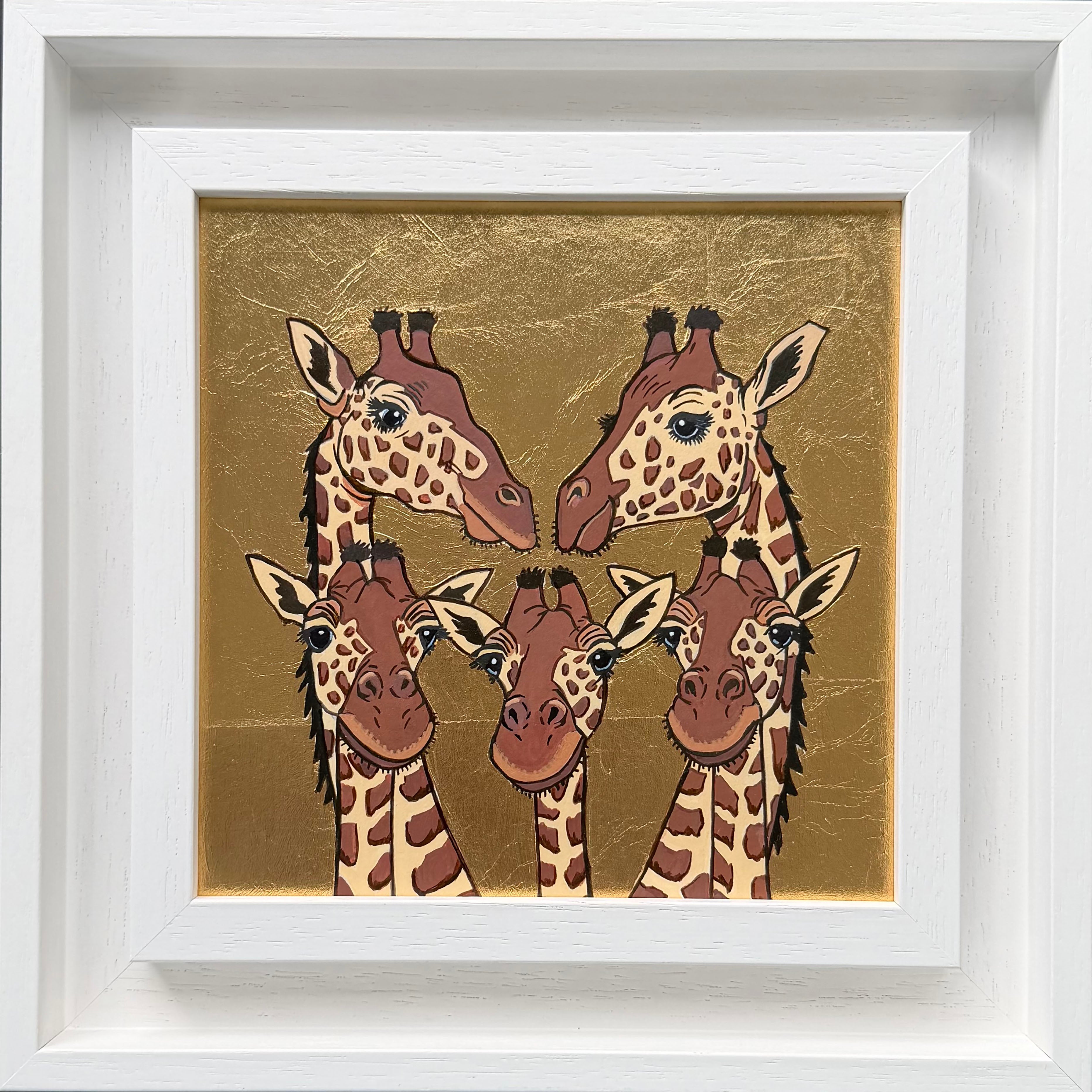 Anya Simmons Animal Painting - Giraffe Family - Five Hearts One Family, Original painting, nature, animal