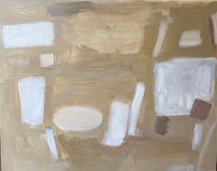 Abstract forms ochre, white and brown , large original painting