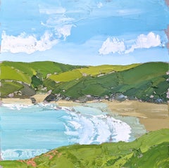 Polzeath, a walk to Greenaway, North Cornwall, Original painting, Contemporary