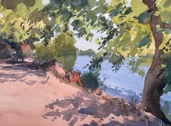 Putney Embankment, Dipinto originale, Paesaggio urbano, Londra, Figurativo