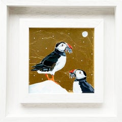 Puffin Love - Gulliver & Tide, Original painting, nature, animal, puffin