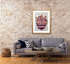 Wild Bloom, original art, woodblock print, contemporary, flora
