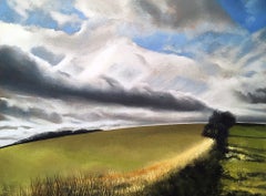 Ridgeway Path, landscape, figurative, contemporary, oil on canvas, sky, view