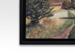 Near Whipsnade, landscape, figurative, contemporary, oil on board, sky, view