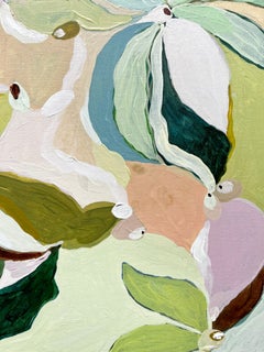 «Ensoñación de verano», pintura abstracta contemporánea, cuadro original, color, flora