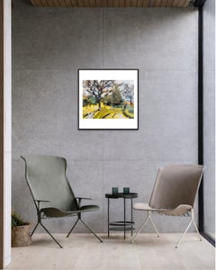 View from the window II, Original painting, landscape, window, floral