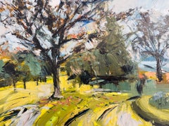 View from the window II, Original painting, landscape, window, floral