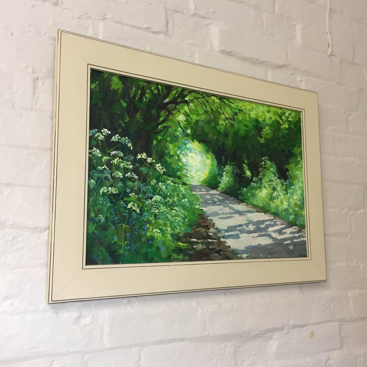 Sunny Lane in Spring - Painting by Andrea Bates