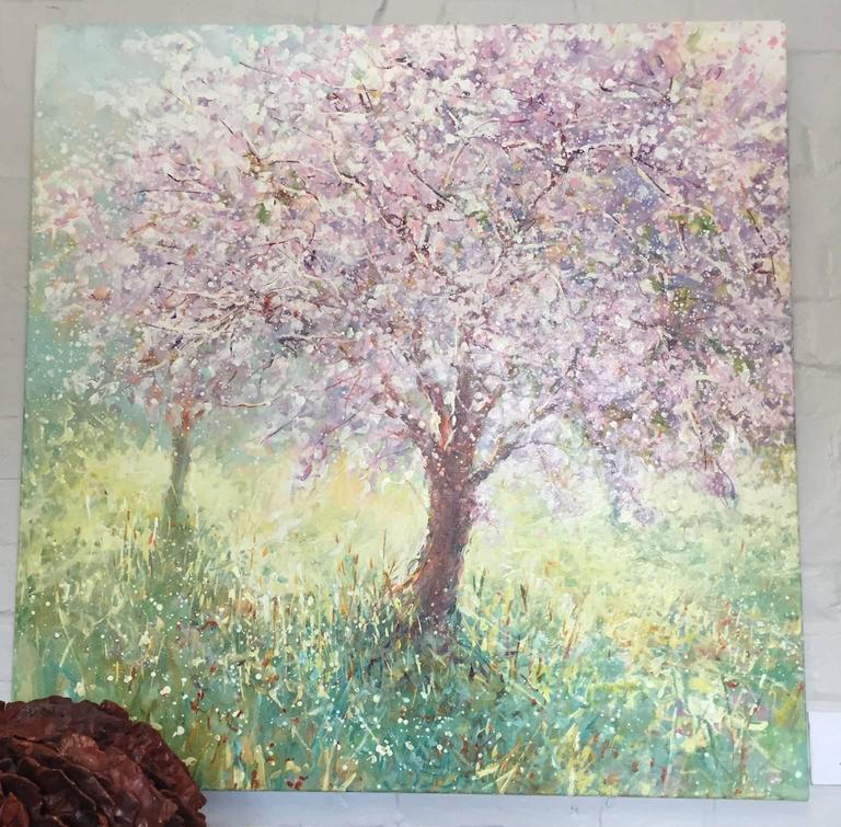 Mariusz Kaldowski - Cherry Blossom Tree, Landscape Painting, Contemporary art, impressionist ...