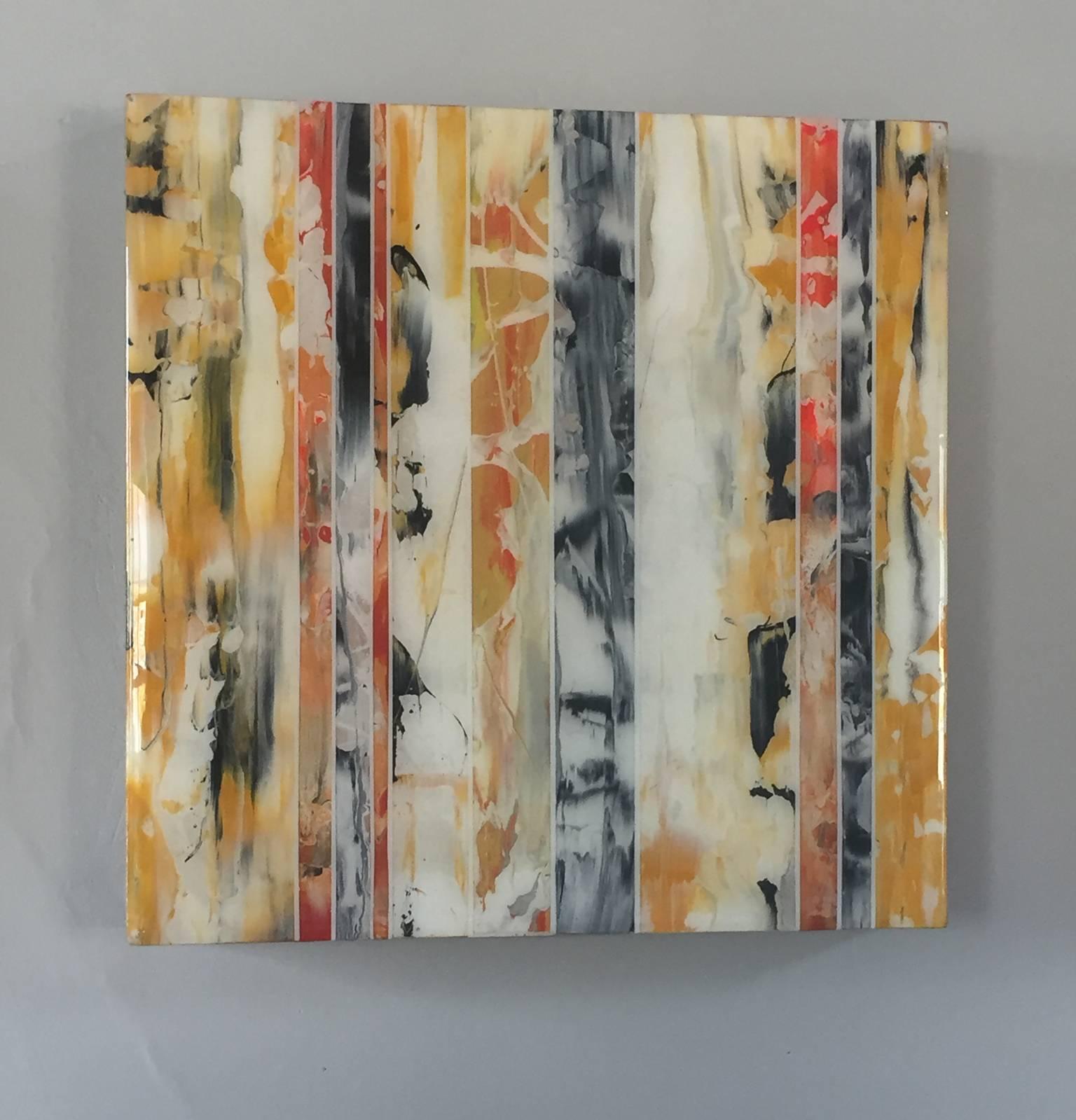 EQ Redefined Series: 1700-EU101-6, abstract wall art , yellow , orange and black - Sculpture by ANDRZEJ MICHAEL KARWACKI