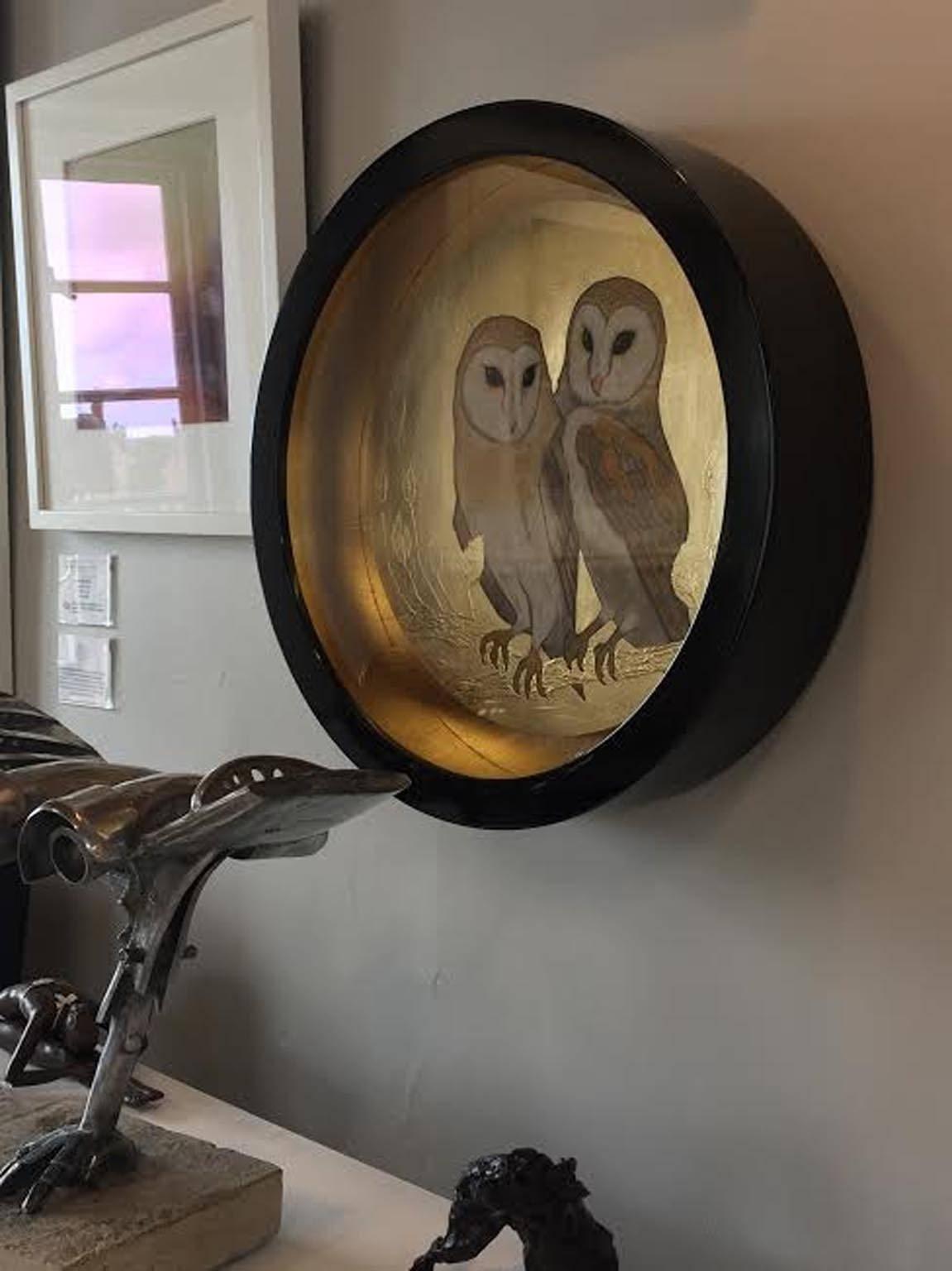 Barn Owls - Contemporary Painting by Sally-Ann Johns